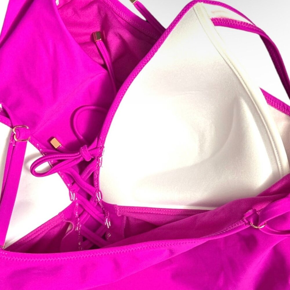 Women's Orchid Pink Solids Swimwear One-Piece Swimsuit Orchid Pink - Picture 5 of 8